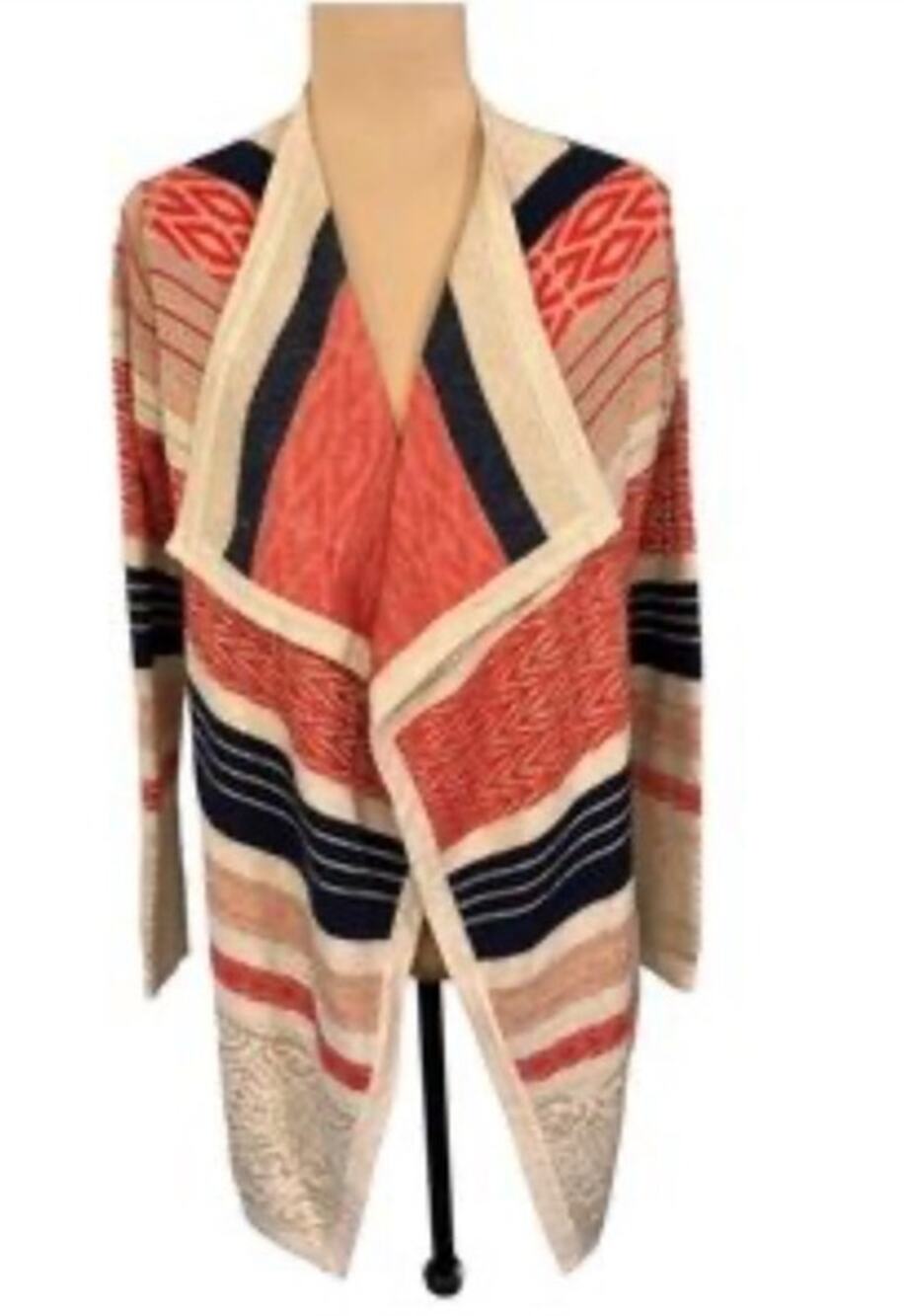 Tulle Anthropologie Womens Open Front Aztec Cascade Cardigan Sweater sz S Boho